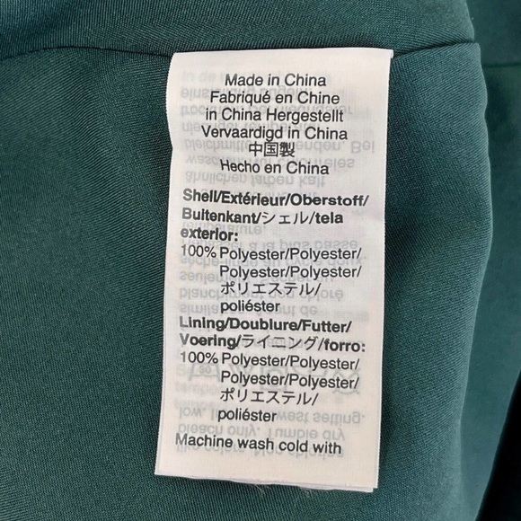 Madewell green and white dot smocked shoulder v neck dress smoky spruce, size 0 - Picture 9 of 10